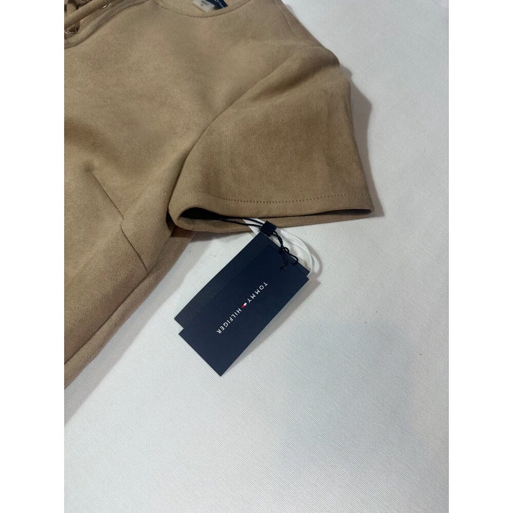 Tommy Hilfiger Women's Faux Suede Short Sleeve Jewel Neck Mini Shift Dress S -10 - Picture 7 of 10